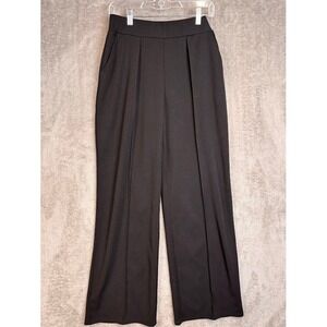 H M Black Wide Leg Pleated Wide Leg Dress Pants Womens Size M High Rise